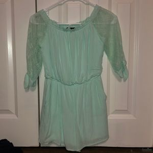 Macy’s teal off the shoulder  romper